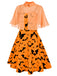 Orange 1950s Cape Patchwork Swing Dress