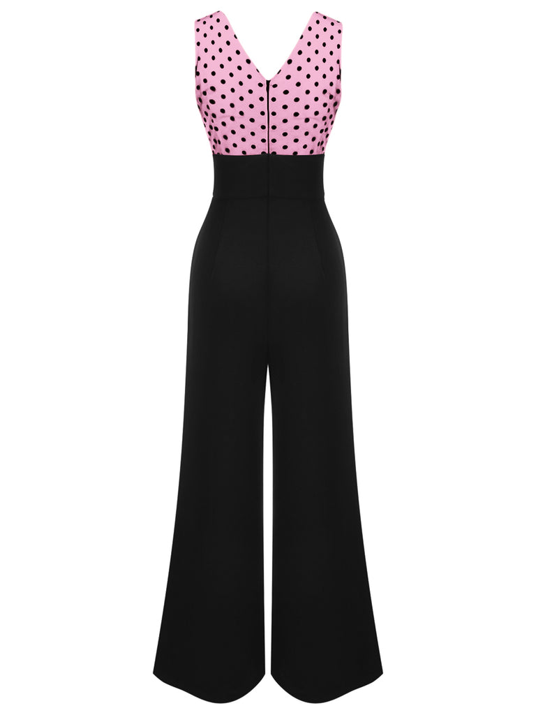 [Pre-Sale] 1930s Polka Dot Patchwork Button Jumpsuit