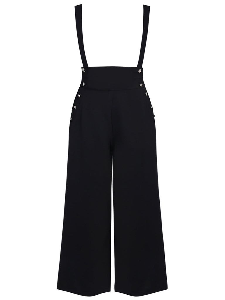 [Pre-Sale] [Plus Size] Black 1930s Solid Suspender Pants