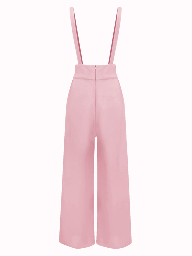 [Pre-Sale] Pink 1930s Solid Suspender Pants