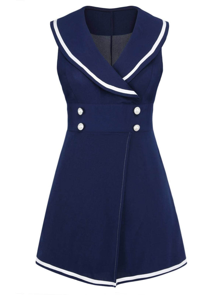 [US Warehouse] Navy Blue 1950s Sailor Collar Romper