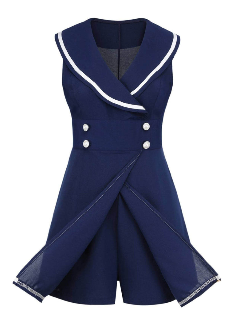 Navy Blue 1950s Sailor Collar Romper