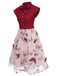 [Pre-Sale] Wine Red 1950s Butterfly Patchwork Vintage Dress