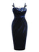 Blue 1960s 3D Butterfly Velvet Pencil Dress