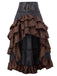 Brown Ruffle Patchwork Irregular Skirt