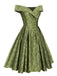 Green 1950s Off-Shoulder Vintage Dress