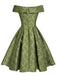 Green 1950s Off-Shoulder Vintage Dress