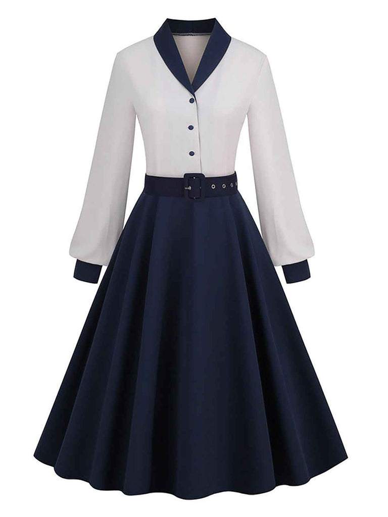 1950s Solid 3/4 Sleeve Dress