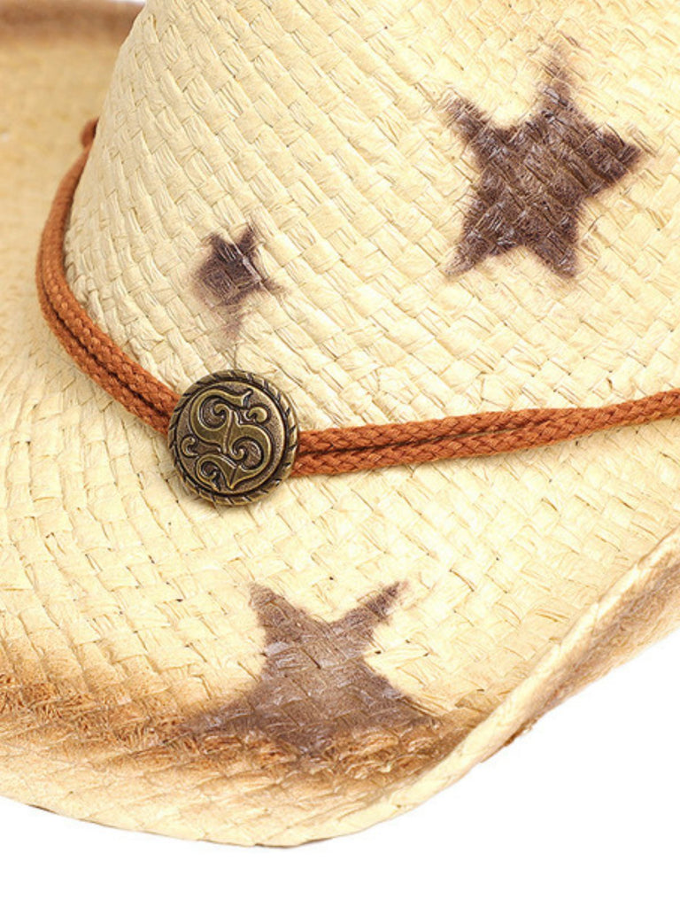 Vintage Wide Brim Star Cowgirl Sun Hat