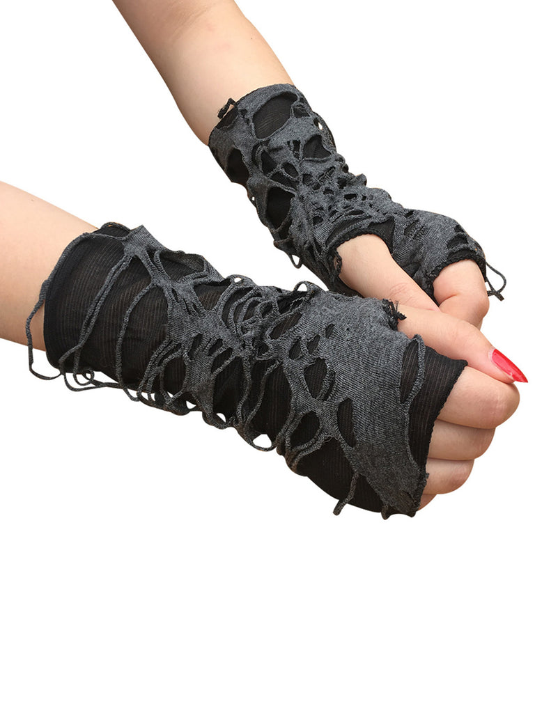 Retro Halloween Ripped Punk Gloves