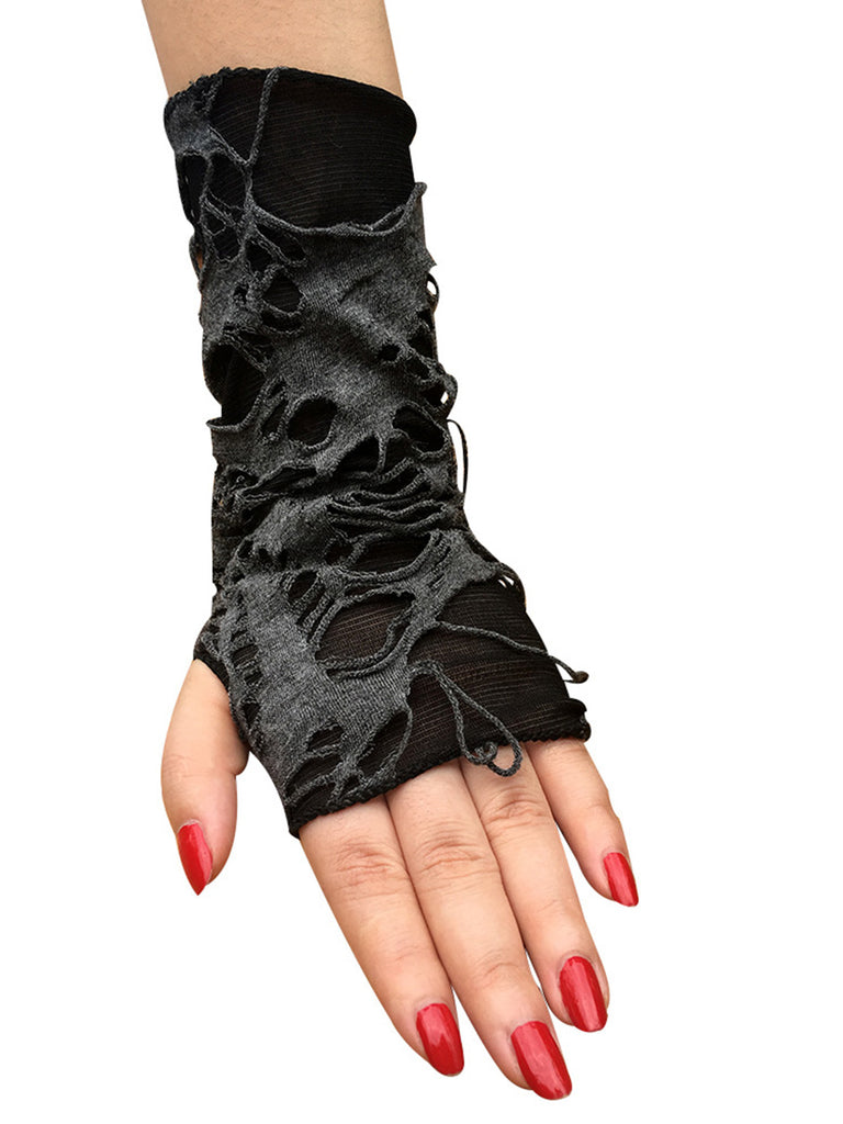 Retro Halloween Ripped Punk Gloves