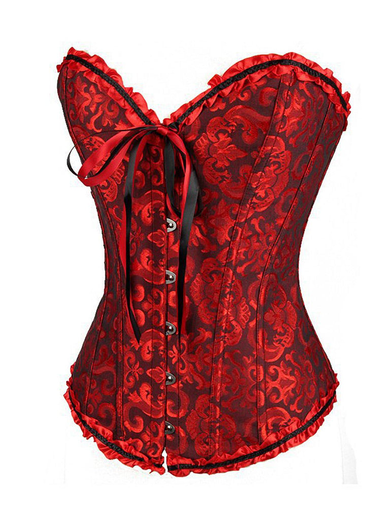 Vintage Palace Print Lace-Up Corset