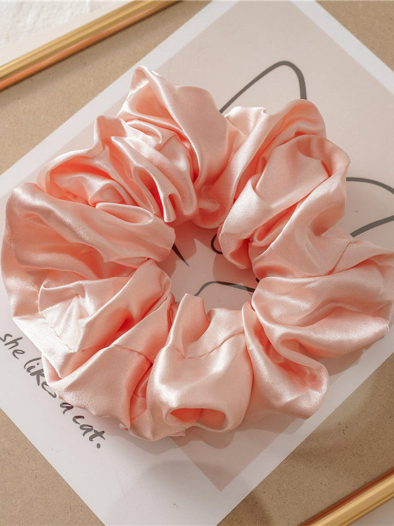 Retro Big Solid Satin Hair Tie