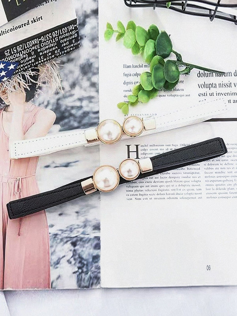 Vintage Pearl Buckle Thin Belt