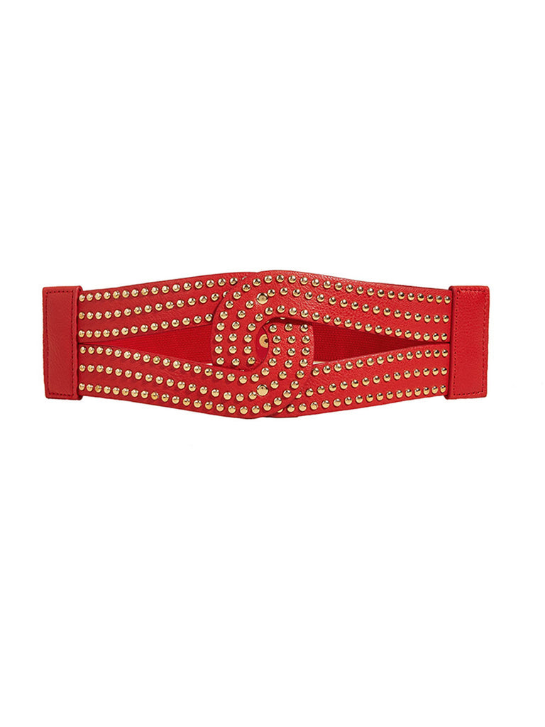 Wide Elastic Belt With Rivet Detail