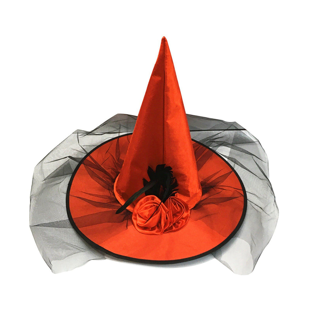 Red Halloween Witch Hat With Veil