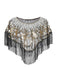 1920s Crew Neck Sequins Tassel Cape