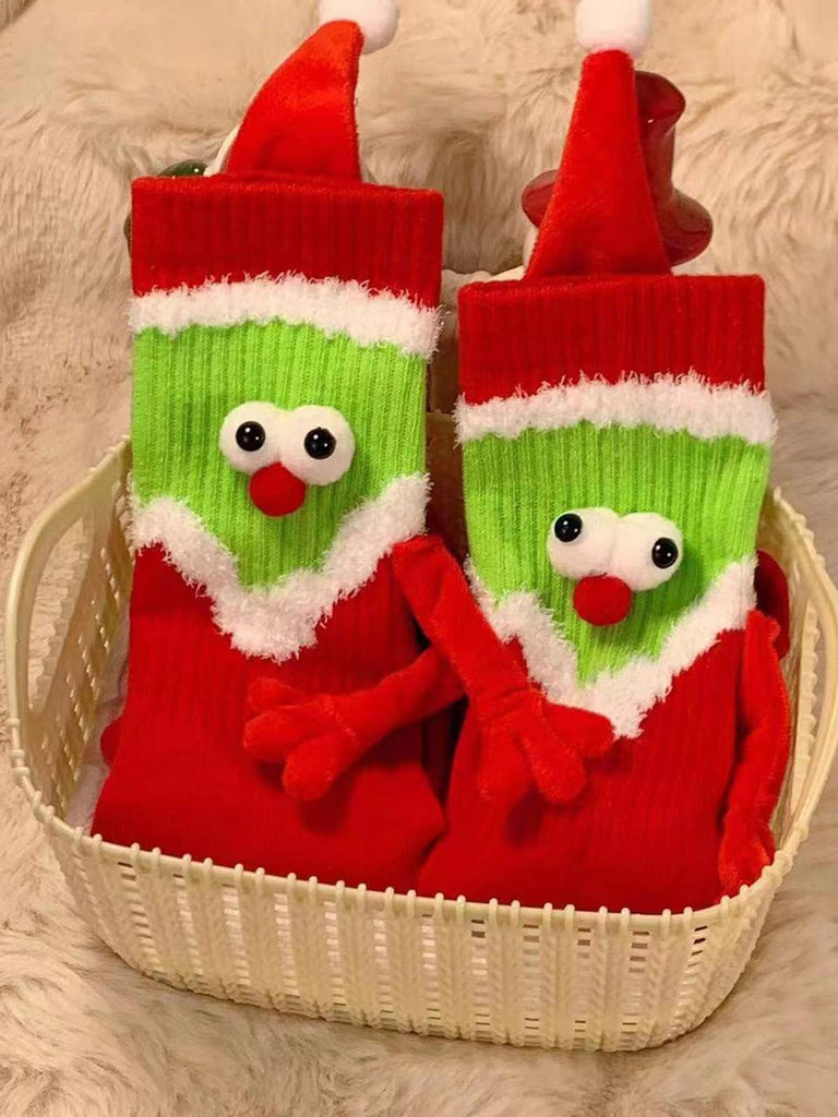 Red & Green Christmas Holding Hands Socks