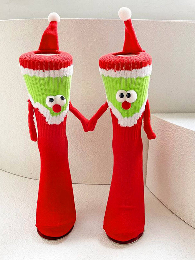 Red & Green Christmas Holding Hands Socks