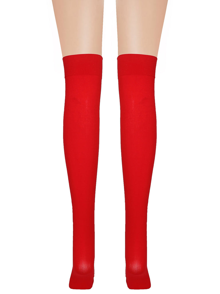 Red Christmas Furry Thigh High Socks