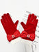 Red Velvet Rhinestone Bow Gloves