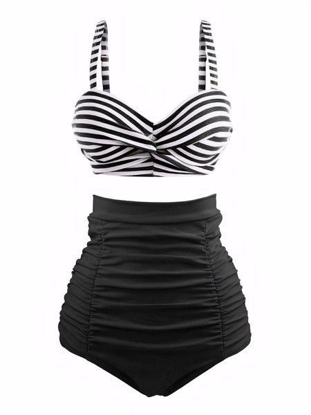 1940s Striped Colorblock Vintage Bikini Set | Retro Stage