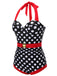 Black & Red 1950s Dots Halter Swimsuit