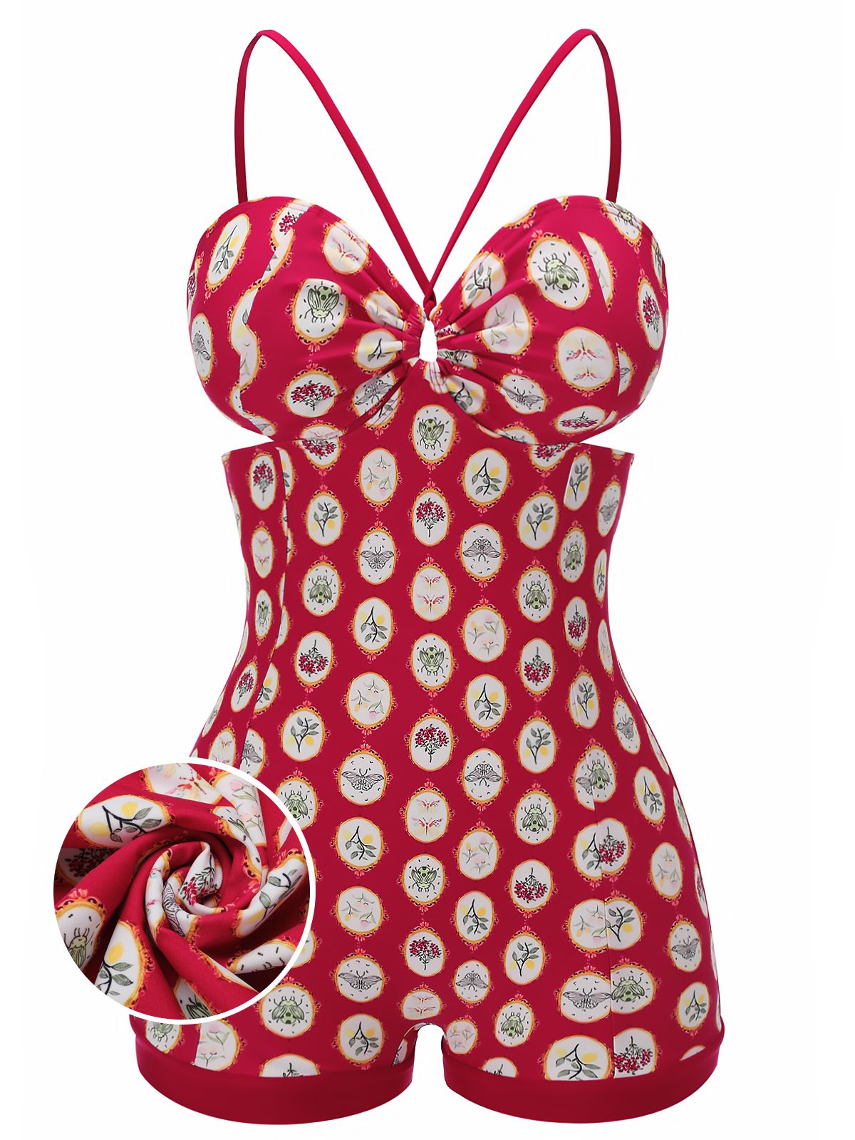 Retro 1950s Cherry Summer One-piece Swimsuit