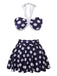 Navy Blue 1940s Polka Dot Halter Swimsuit