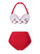 [Pre-Sale] Red 1950s Halter Ruffle Cherry Bikini Set