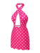 [Pre-Sale] Pink 1930s Dots Cross Halter Cutout Swimsuit