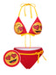 [Pre-Sale] Red 1970s Smiley Kisses Halter Bikini Set