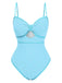 1960s Strap Contrast Trim One-Piece Swimsuit