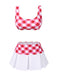 [Pre-Sale] Red 1970s Gingham Plaid Pleated Tankini Set
