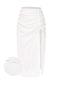 [Pre-Sale] White 1940s Slit Ruched Solid Cover-Up