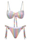 Multicolor 1960s Gradient Pearl Mermaid Bikini Set