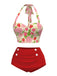 [Pre-Sale] Red 1950s Rose & Strawberry Halter Swimsuit