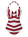 [Pre-Sale] Red & White 1950s Barbie Stripes Halter Swimsuit