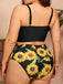 [Plus Size] 1950s Spaghetti Strap Floral Swimsuit