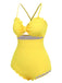 Yellow 1950s Spaghetti Strap One-Piece Swimsuit