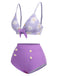 Purple 1950s Daisy Bow Strap Swimsuit