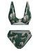 Green 1940s Leopard Halter Split Swimsuit