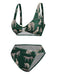 Green 1940s Leopard Halter Split Swimsuit