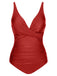 1950s Classic Solid One-Piece Swimsuit