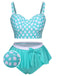 [Plus Size] 1930s Polka Dot Suspender Swimsuit Set