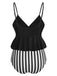 Black 1950s Striped Printed Separate Swimsuit