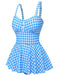 Dark Blue 1950s Plaid Spaghetti Strap Swimsuit