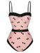 Pink 1950s Bow Polka Dots Print One-Piece Swimsuit