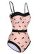 Pink 1950s Bow Polka Dots Print One-Piece Swimsuit