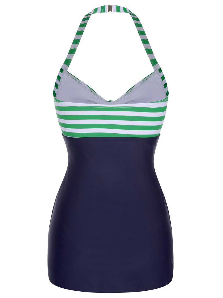 1960s Halter Strips Buttoned One-Piece Swimsuit